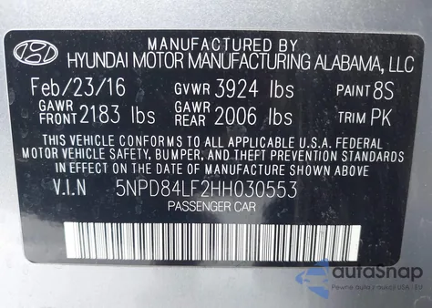 2017 Hyundai Elantra Se из США, поврежденный, VIN 5NPD84LF2HH030553